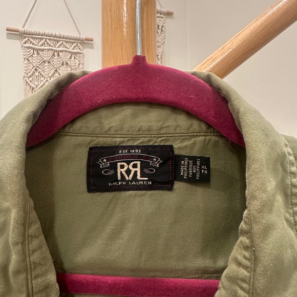 RRL Ralph Lauren Men’s Olive Western Shirt Men’s XL Tall, Women’s 2XL - Picture 2 of 7